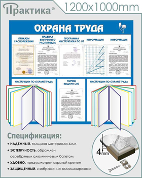 С96 Стенд охрана труда (с двумя перекидными системами) (1250х1000 мм, пластик ПВХ 3 мм, алюминиевый багет серебряного цвета) - Стенды - Стенды по охране труда - Магазин охраны труда Протекторшоп